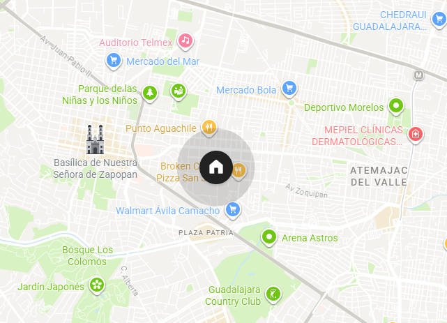 Mapa de la ubicación de Casa Framboyán en Zapopan, Guadalajara